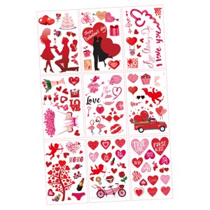 Magideal - 9 Uds Pegatinas Del Día De San Valentín Pegatinas De Pared Corazón Romántico Suministros De Fiesta Pegatinas De Ventana Del Día De San Valentín Para L
