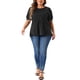 thumbnail image 2 of Agnes Orinda Blusas de Talla Grande para Mujeres con Mangas Cortas Abullonadas Cuello Redondo Camisas Plisadas Túnica Blusas 5X Negro, 2 of 6