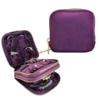 Xusx111 - Caso Organizador De Joyería De Viaje, Bolsa De 2 Capas, Pendientes Y Anillos, Bolsa De Joyería Pequeña Resistente A Los Arañazos, Regalo Elegante (Ciruela Púrpura)