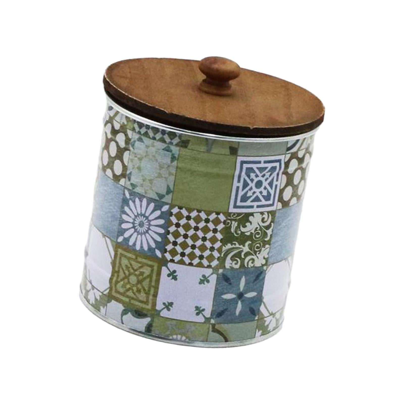Magideal - Contenedor De Almacenamiento De Tarro De Lata De Té En Grano De Café, Estilo De Patrón Tradicional, Con Tapa, Tarro Decorativo, Tarro De , Estilo D
