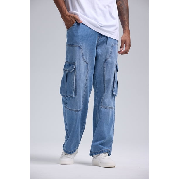 Jeans Hombre Cargo Baggy Azul Claro