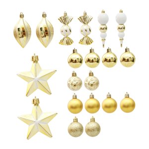 Bothyi - Adornos De Bolas Para Árbol De Navidad, Pequeños Colgantes De Navidad Para Fiestas Al Aire Libre, Dorados, 20 Unidades