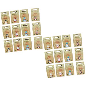 Magideal - 24 Uds. Bolsas De Papel Kraft Navideñas, Bolsas De Embalaje Navideñas, Sacos Pequeños Creativos, Bolsas De Regalo De Navidad Para Festivales, Galletas