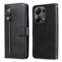 Gangxun - Funda Con Cremallera Para Xiaomi Poco M6 Pro 4G, Carcasa Cartera De Cuero Pu Con Soporte Y Tarjetero