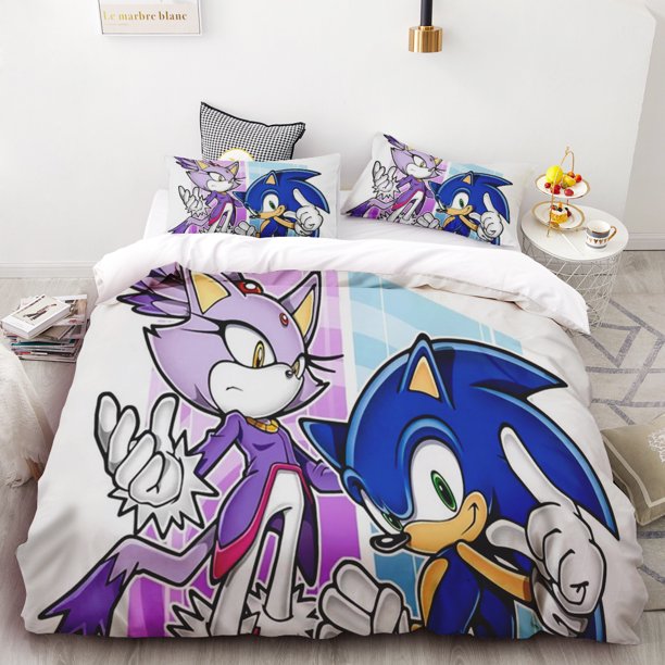 3pc Duvet Cover Sonic Boy 3D Digital Printing Comforter Set Soft Home Decor 100% Polyester King Size Teen Children Gift Bed Sheets