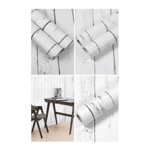 Genérico - Papel Mural Pvc Madera Fondo Blanco