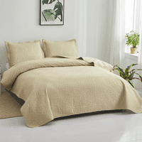 Genérico - Cubrecama Quilt Verano 2 Plazas Color Beige
