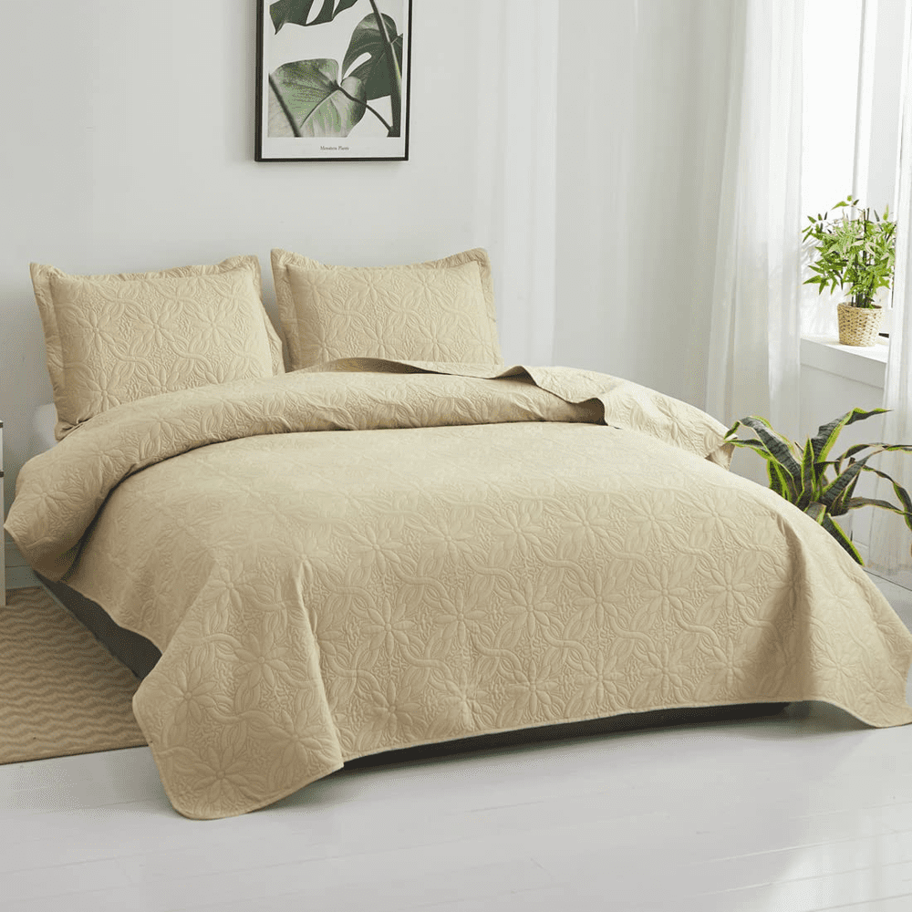 Genérico - Cubrecama Quilt Verano 2 Plazas Color Beige