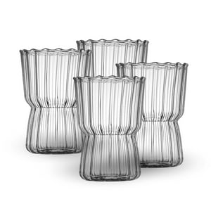 Santú Home & Deco - Set 4 Vasos Estriado Mediano 250Ml Bebidas Y Cafe