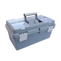 Magideal - Caja De Almacenamiento De Herramientas Portátil, Organizador, Bandeja Interior Extraíble, Accesorios Multifuncionales, Caja De Almacenamiento, Estuche Gris