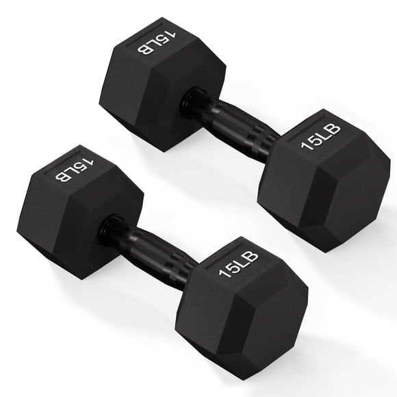 Par de Mancuernas Hexagonales Fitvids Recubiertas de Goma 15 kg para Gimnasio en Casa