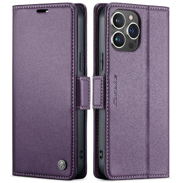 CaseMe tipo cartera iPhone 15 Pro con cierre magnético, RFID, tarjetero, soporte, carga inalámbrica