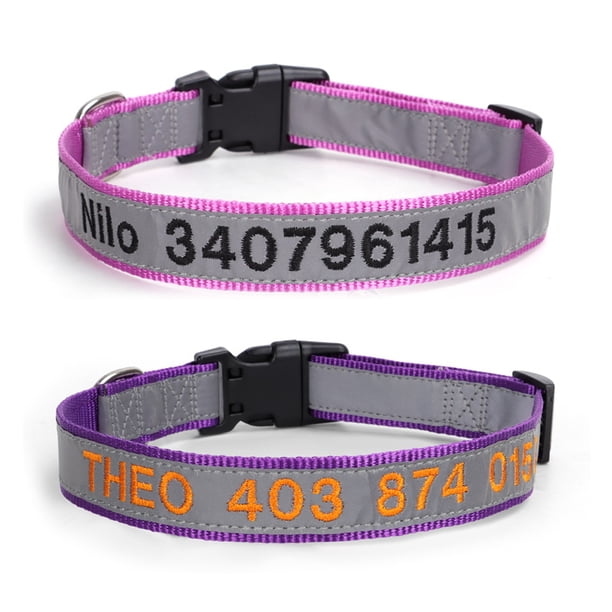 Collares reflectantes personalizados para perros, grabados a medida con nombre y número de teléfono, ajustables.