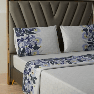 Genérico - Juego Sabanas Casatua Estampadas Flores Super King Color Azul