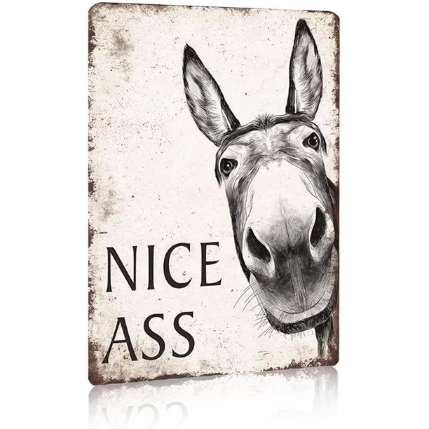 Letrero aluminio burro divertido 20x30 cm buen culo rústico decoración hogar humorístico granja baño retro placa cafetería