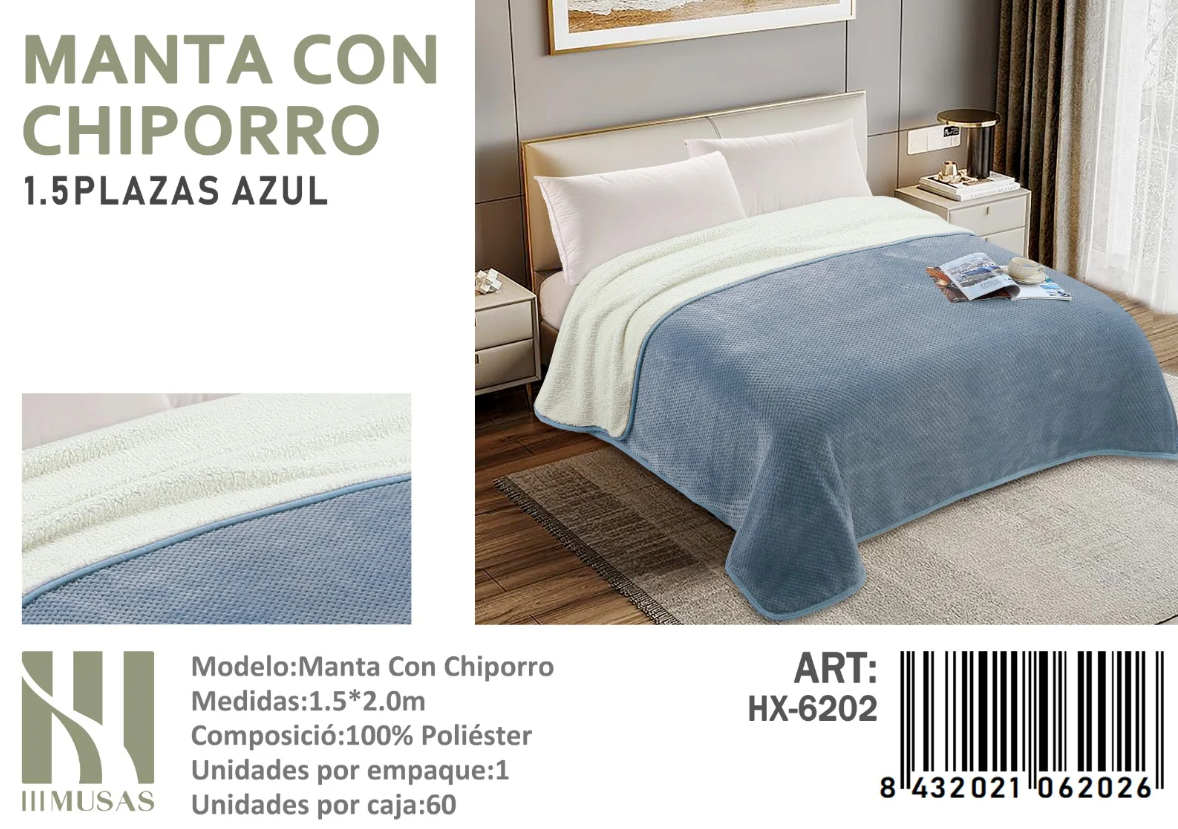 Mundo Shopping - Manta Frazada Con Chiporro Liso Plaza Y Media Beige