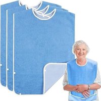 Xusx111 - 4 Paquete Adulto Para Ancianos Mujeres Hombres Paño Bib Para Comer Bib Ajustable Protectores De Ropa Azul