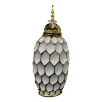 Genérico - Potiche Jarrón Decorativo Patrón Panal Textura Jhn