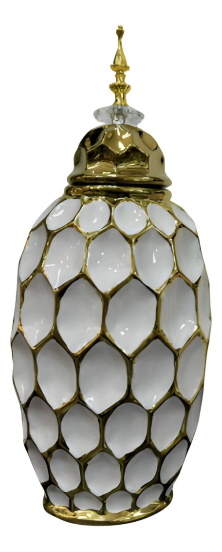 Genérico - Potiche Jarrón Decorativo Patrón Panal Textura Jhn