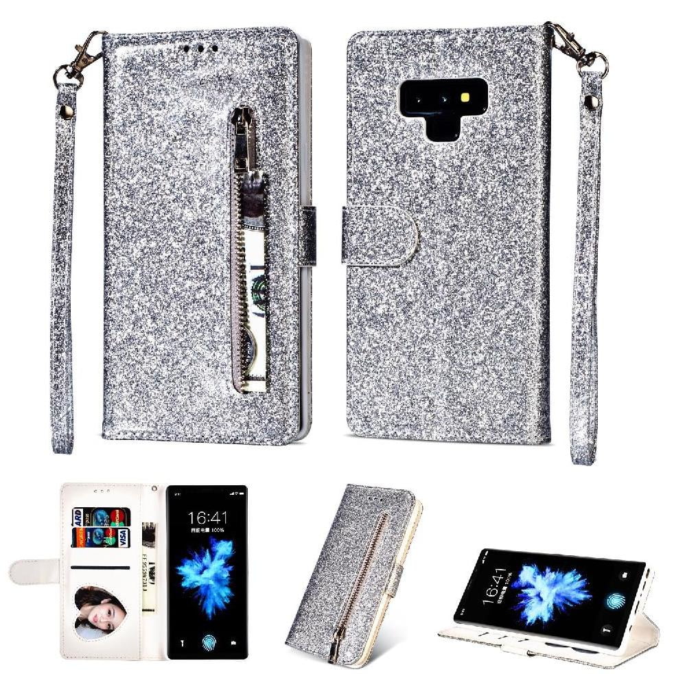 Funda Para Foxdock Elegante Funda Samsung Galaxy Note9 Glitter Con Cremallera-ideal Para El Uso Diario