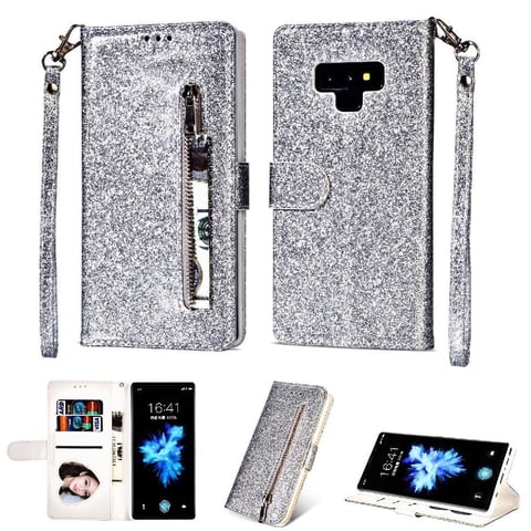Funda Para Foxdock Elegante Funda Samsung Galaxy Note9 Glitter Con Cremallera-Ideal Para El Uso Diario