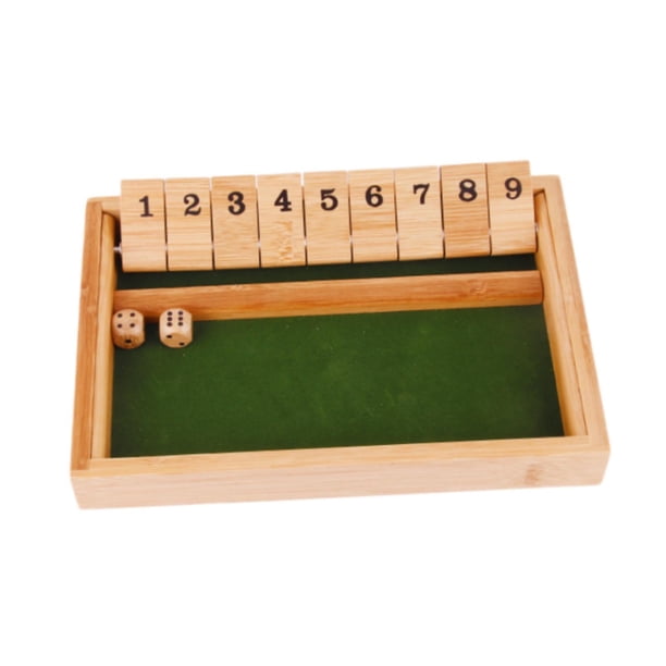 Juego de dados Shut The Box para niños y adultos, 9 números, juguete educativo de mesa, rompecabezas matemático, juego de mesa para recuerdo de fiesta Color de la madera