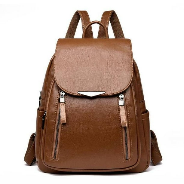 Yogodlns Luxury Backpack For Women Soft PU Leather Backpack Travel Large Capacity School Bag Double Zipper Business Knapsack
