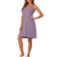 thumbnail image 4 of INSPIRE CHIC Vestido de Dormir de Modal Acanalado para Mujer con Doble Tirante Espagueti hasta la Rodilla para Descanso y Viaje XS Gris Púrpura, 4 of 6