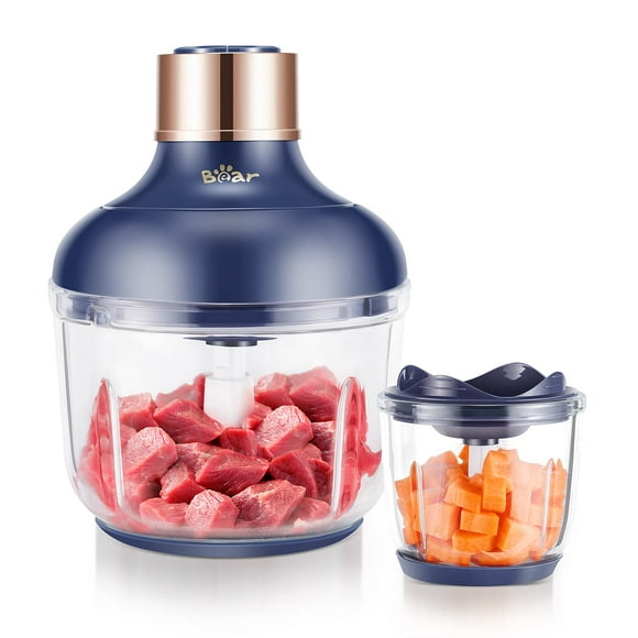 Procesador de alimentos Bear, picadora eléctrica de alimentos, 2 tazones de vidrio, 400 W