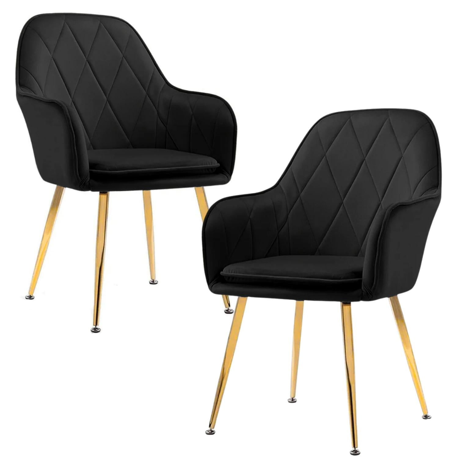 Pandalino - Pack 2 Sillón Sitial Diamante Terciopelo Negro | Moderno Y Cómodo Negro