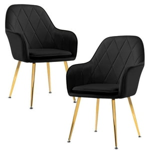 Pandalino - Pack 2 Sillón Sitial Diamante Terciopelo Negro | Moderno Y Cómodo