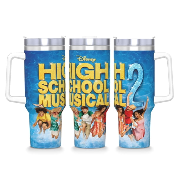 High School Musical Vaso aislado de acero inoxidable con asa, diseño temático, regalo para familia, amigos y fans; incluye pajita y encaja en el portavasos estándar, 40 oz