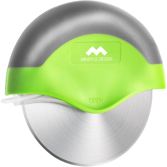 Mindful Design Pizza Cutter Wheel with Protective Blade Cove