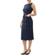 thumbnail image 4 of INSPIRE CHIC Vestido de Trabajo Cruzado para Mujer sin Mangas, Cuello Redondo, Formal, Ajustado con Cinturón L Azul Oscuro, 4 of 6