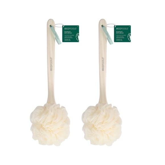 Cepillo de baño EcoTools EcoPoUf con mango largo y malla reciclada