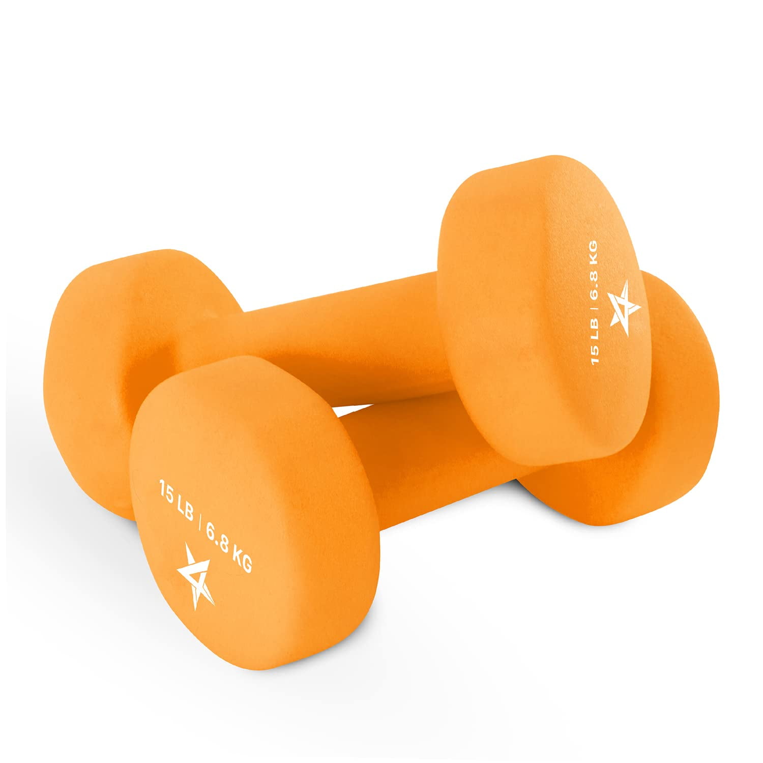 Par De Mancuernas Yes4all Con Revestimiento De Neopreno, 6,8 Kg, Color Naranja Oscuro