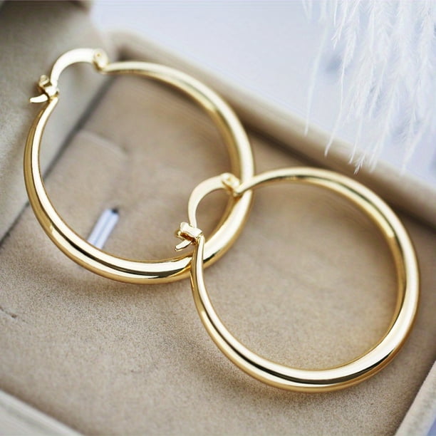18K Gold Plated Earrings: Make a Statement with Simple, Big Circle Hoops