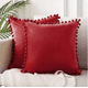 thumbnail image 2 of Pack de 2 Fundas de Cojines Terciopelo con Pompones 45x45 cm Roja, 2 of 2