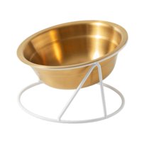 Magideal - Tazón De Gato De Acero Inoxidable Tazón De Agua Para Perros Riego Anti -Slip Y Alimentación Para Cabañas De Gato Recipiente De Bocadillos De Mascotas Con Base Blanca