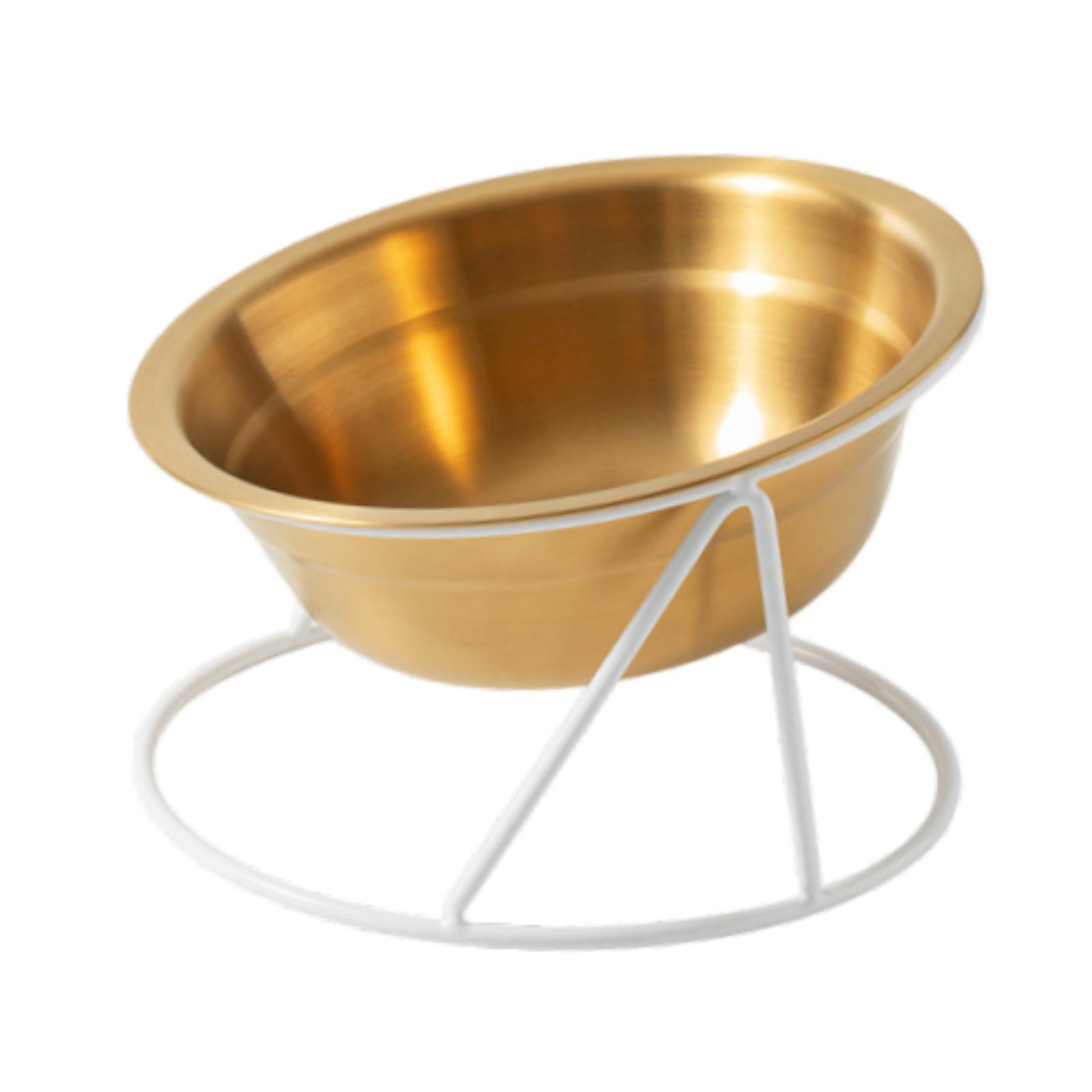 Magideal - Tazón De Gato De Acero Inoxidable Tazón De Agua Para Perros Riego Anti -Slip Y Alimentación Para Cabañas De Gato Recipiente De Bocadillos De Mascotas Con Base Blanca