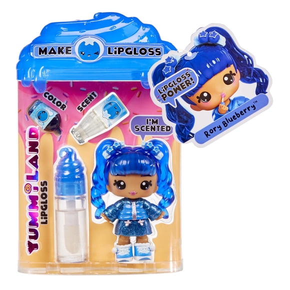 Lipgloss Yummiland Doll Rory Blueberry con kit de brillo labial 4+