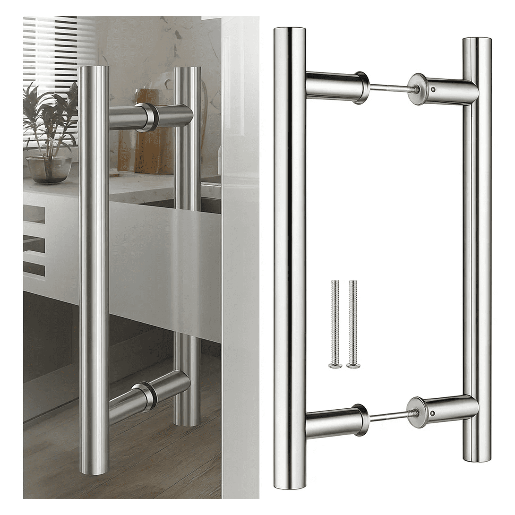 Eoland - Manillas Manillon Plateado Puertas Acero 50 Cm Puerta Vidrio Madera