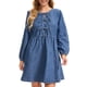 thumbnail image 1 of INSPIRE CHIC Vestido de Mezclilla para Mujer con Lazo al Frente y Mangas Largas Estilo Babydoll M Azul, 1 of 6