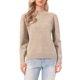 thumbnail image 1 of INSPIRE CHIC Suéter de Manga Larga para Mujer Cuello Redondo Casual Jersey de Punto Tops M Caqui, 1 of 6
