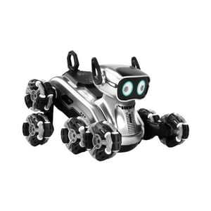Fliperex - Perro Robot A Control Remoto Rc Juguete Con Luces Y Sonido Plateado
