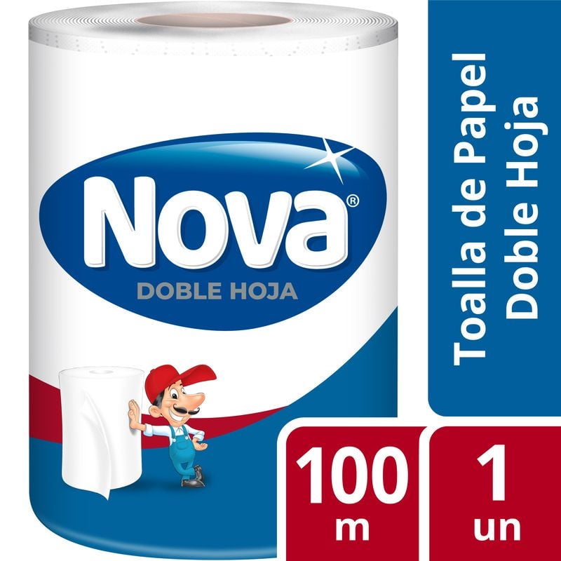 Nova - Toalla De Papel Doble Hoja 100 M Gigante Bolsa 1 Un
