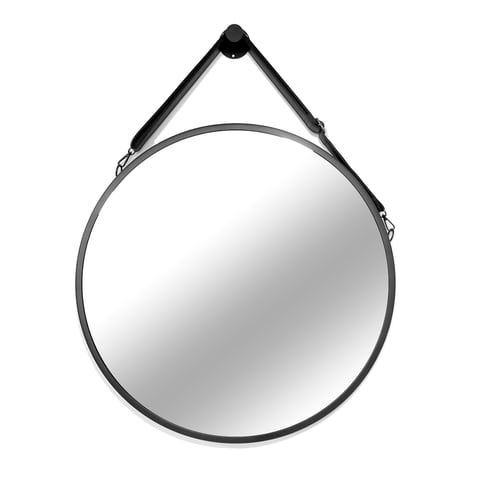 Joytek - Espejo Colgante De Cuero Decorativo 60X60Cm Negro