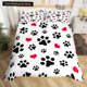 thumbnail image 1 of Black Dog Paw Duvet Cover Puppy Footprints Bedding Set Cat Paw Red Heart Love Comforter Cover Microfiber Quilt Cover Bed Sheets, 1 of 5