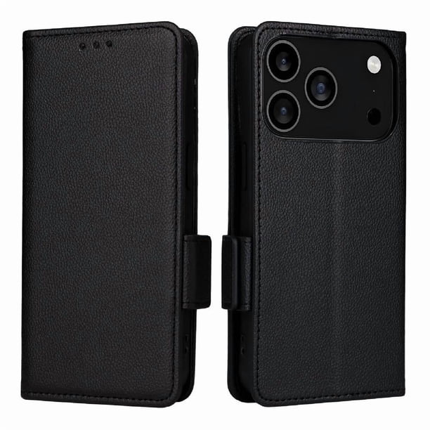 Funda Cartera para iPhone 17 Pro Tapa Flip con Ranuras y Soporte Negro