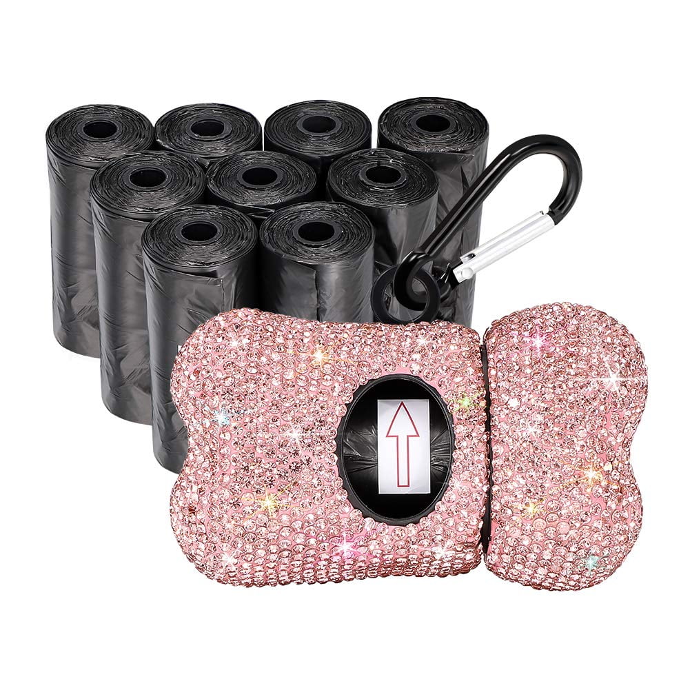 Soporte Para Excrementos De Perro Savori Bling Con Diamantes De Imitación Con 150 Bolsas